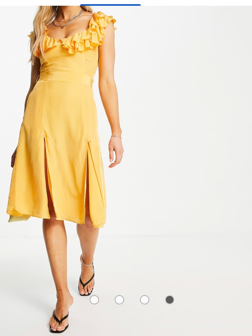 French Connection - Almedina - Dress with ruffled neckline in yellow